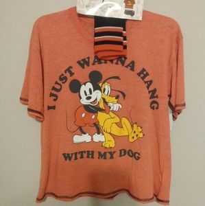 Disney Mickey & Pluto 3PC Pajama Short Set Size XS